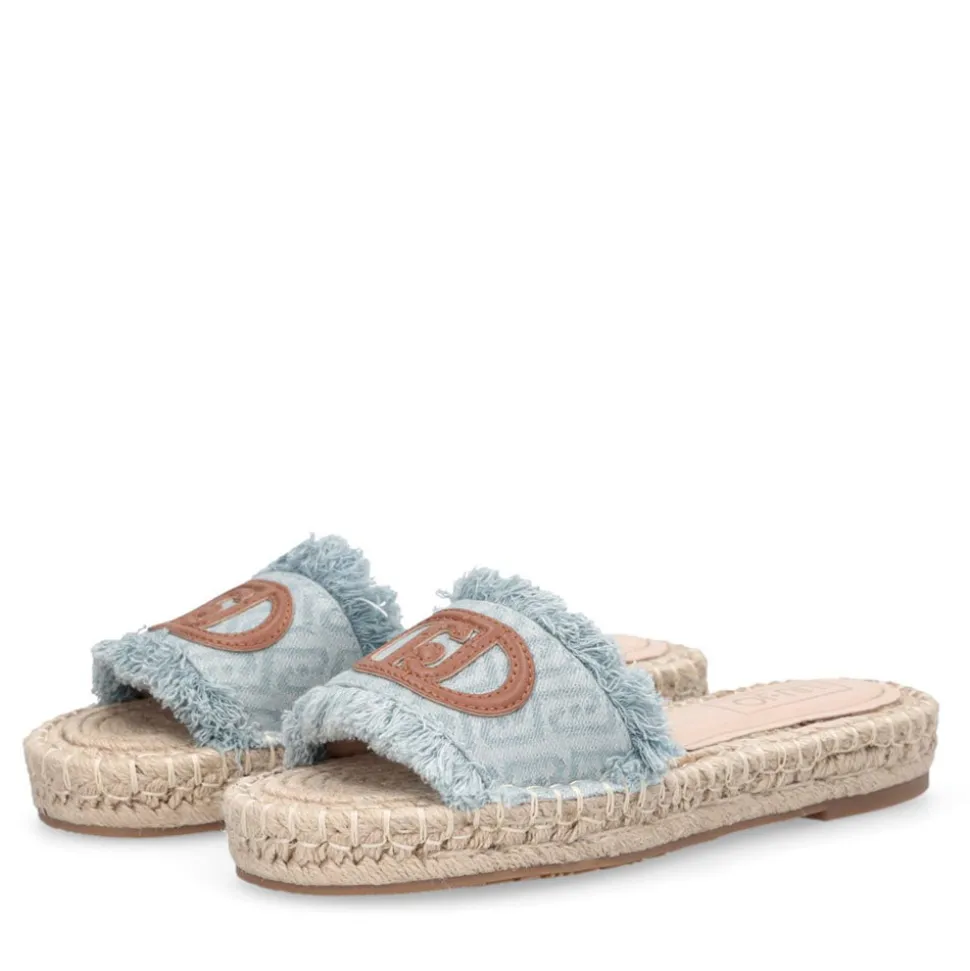 Ciabatte Donna Modello Espradillas LIU JO Paros 02 in Denim Jacquard Logato Light Blue