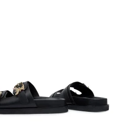 Ciabatte Doppia Fascia PATRIZIA PEPE Girl linea Fly Birkilux in Pelle Nera