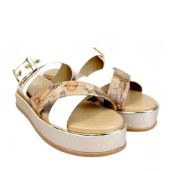Ciabatte Platform 1A Classe Alviero Martini Bianco Sporco e Geo Beige 2493