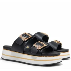 Ciabatte Platform Doppia Fascia PATRIZIA PEPE Girl linea Flyplat Sandal in Pelle Nera