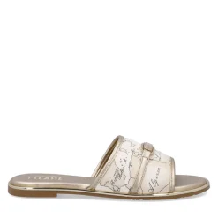 Ciabattine Flat 1A Classe Alviero Martini in Eco Nappa stampa Geo Latte 2450