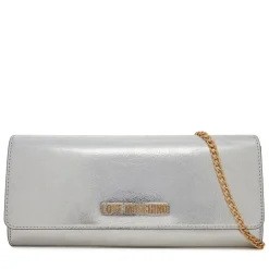 Clutch Donna con Tracolla LOVE MOSCHINO effetto Metallizzato Argento