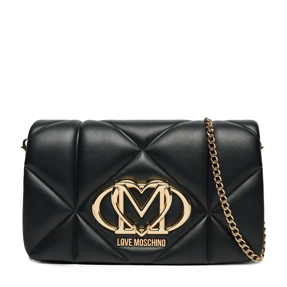 Clutch Trapuntata con Tracolla LOVE MOSCHINO linea Embossed Nero