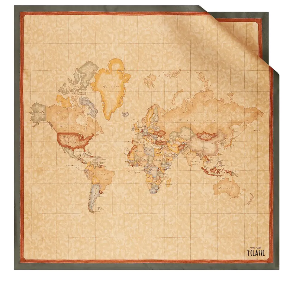 Foulard 90 x 90 cm 1A Classe Alviero Martini in Seta stampa Geo Classic e Verde Muschio 3190