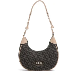 Hobo Bag Donna Small LIU JO in Tessuto Jacquard Testa di Moro con Logo All Over