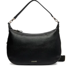 Hobo Bag Large con Tracolla LIU JO Nera con Logo Laserato Monogram