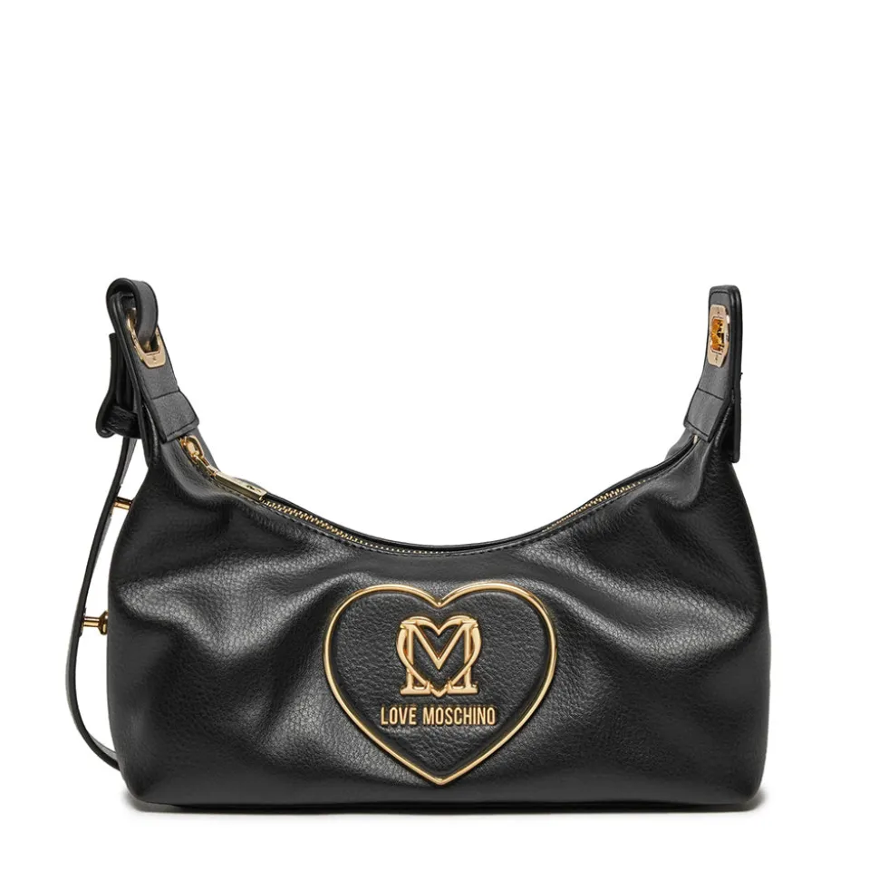 Hobo Bag LOVE MOSCHINO linea Heart Plaque Nera con Logo