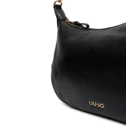 Hobo Bag Media con Tracolla LIU JO Nera con Logo Laserato Monogram