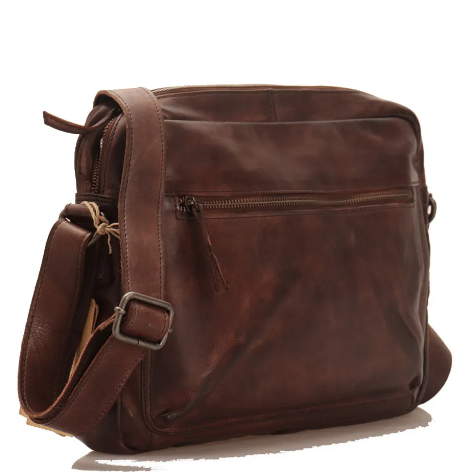 Messenger Uomo con Zip GIANNI CONTI in Pelle Marrone
