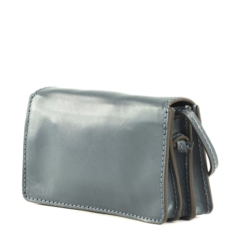 Mini Bag a Tracolla THE BRIDGE linea Lucrezia in Pelle color Ceruleo
