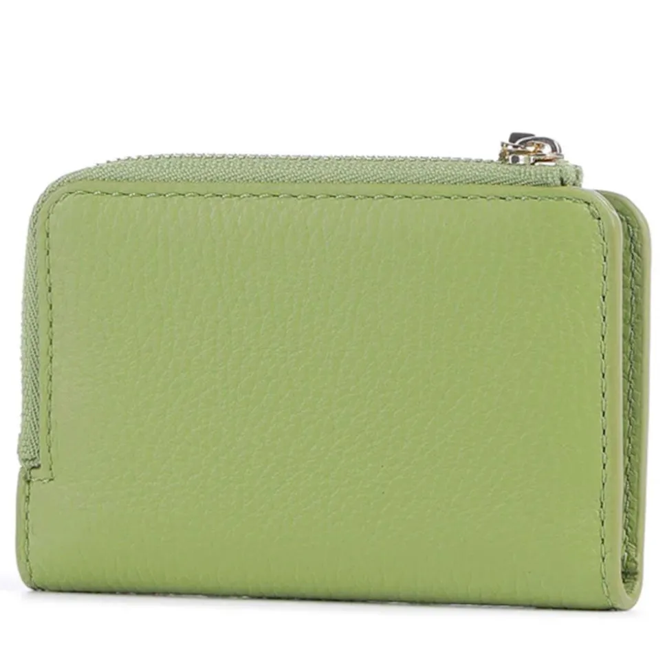 Portacarte Mini COCCINELLE in Pelle Linea Metallic Soft colore Guacamole