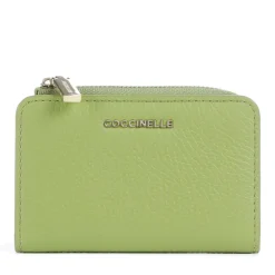 Portacarte Mini COCCINELLE in Pelle Linea Metallic Soft colore Guacamole