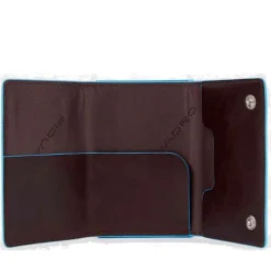 Portacarte PIQUADRO in Pelle e Alluminio con RFID Colore Mogano Linea Blue Square - PP4891B2BLR
