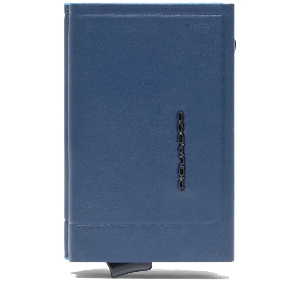 Portacarte PIQUADRO in Pelle e Alluminio con RFID Blu Linea Atlas - PP5585S138R