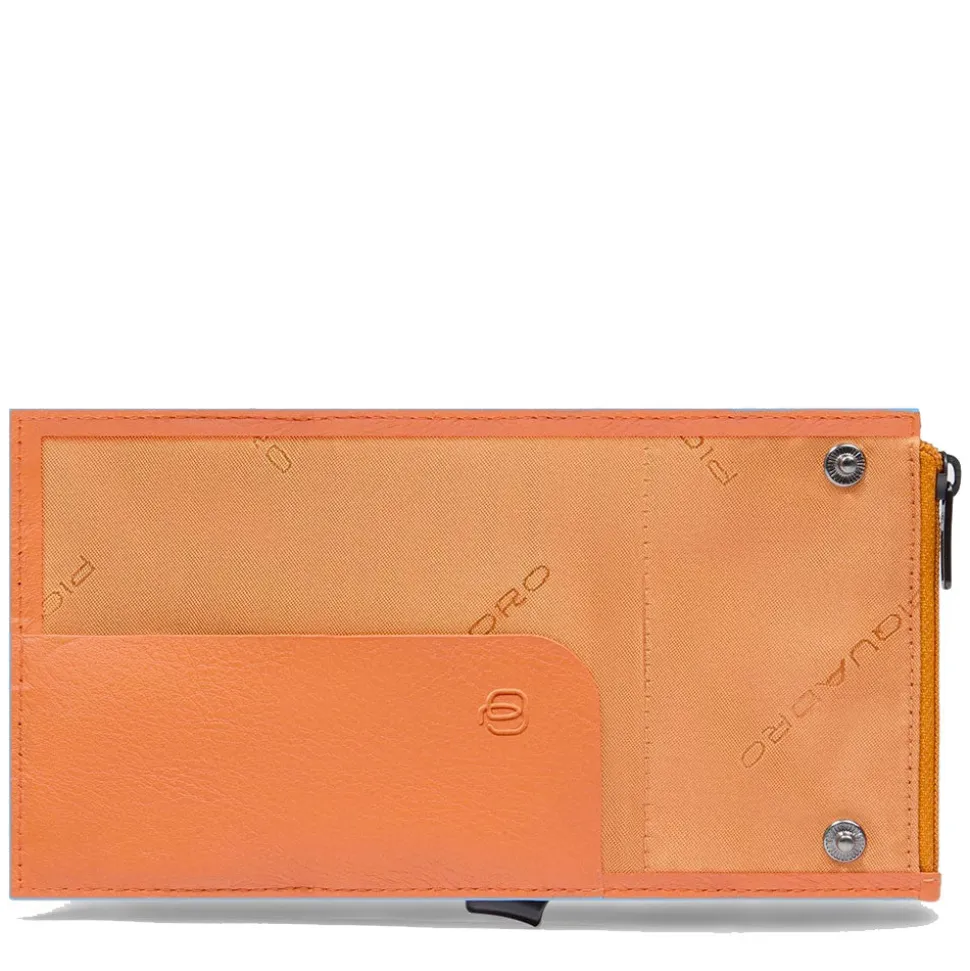 Portacarte PIQUADRO in Pelle e Alluminio con RFID Colore Arancione Linea Atlas - PP5585S138R