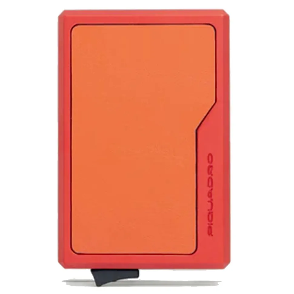 Portacarte PIQUADRO MagSafe in Alluminio e Pelle con RFID Colore Arancio - PP7072S145R