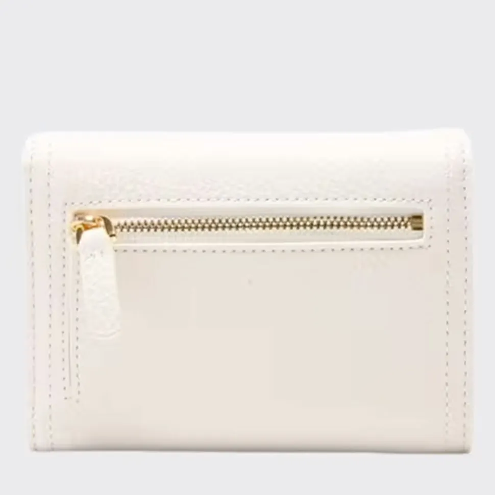 Portafoglio Donna COCCINELLE in Pelle Colore Blanco Linea Campus con Zip Posteriore