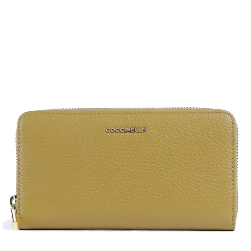 Portafoglio Donna COCCINELLE Zip Around in Pelle Seagrass Linea Metallic Soft