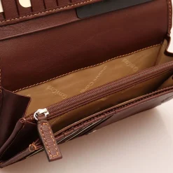 Portafoglio Donna con Bottone GIANNI CONTI in Pelle Marrone