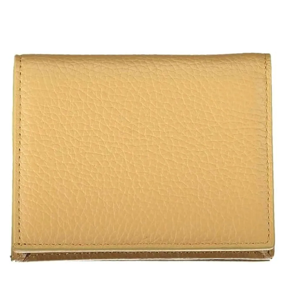Portafoglio Donna Mini COCCINELLE in Pelle Linea Metallic Soft colore Fresh Beige Chiuso con Bottone