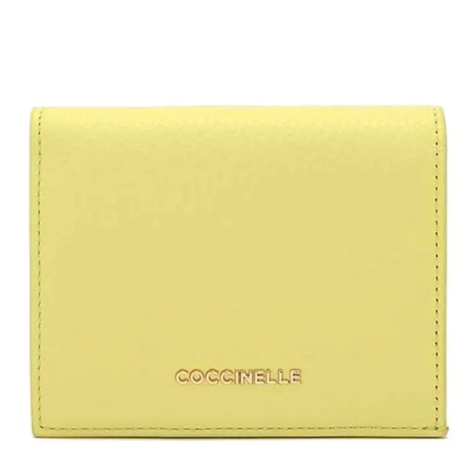 Portafoglio Donna Mini COCCINELLE in Pelle Linea Metallic Soft colore Lime Wash Chiuso