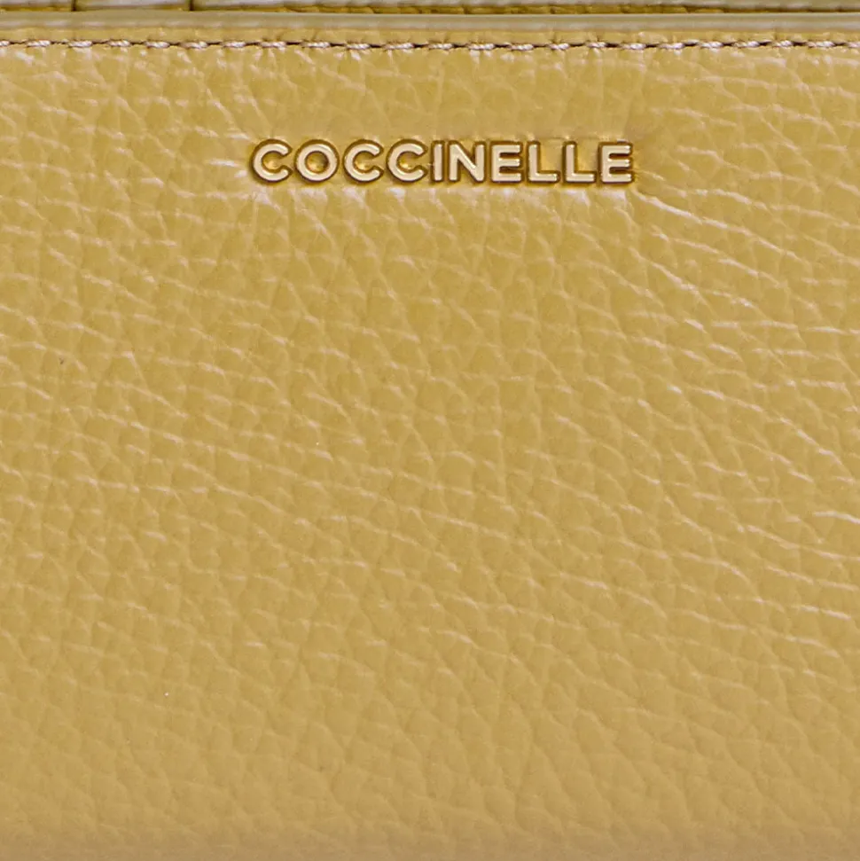 Portafoglio Donna Piatto COCCINELLE in Pelle Seagrass Linea Metallic Soft