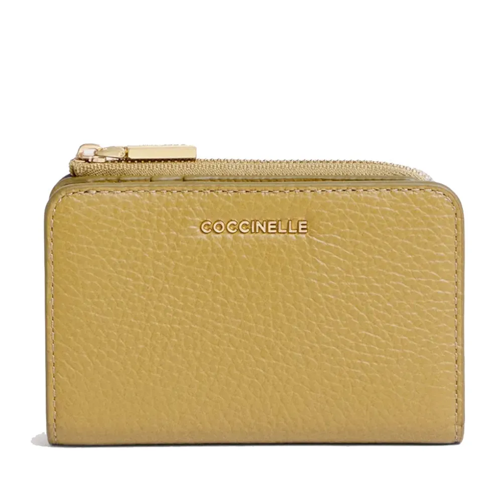 Portafoglio Donna Piatto COCCINELLE in Pelle Seagrass Linea Metallic Soft