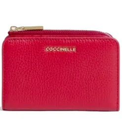 Portafoglio Donna Piatto COCCINELLE in Pelle Scarlet Linea Metallic Soft