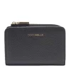 Portafoglio Donna Piatto COCCINELLE in Pelle Nera Linea Metallic Soft
