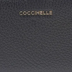 Portafoglio Donna Piatto COCCINELLE in Pelle Nera Linea Metallic Soft