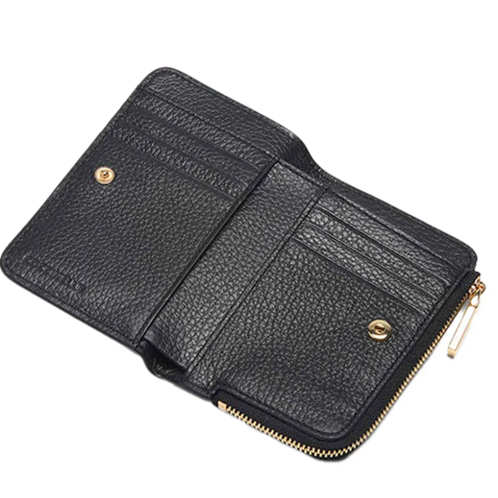 Portafoglio Donna Piatto COCCINELLE in Pelle Nera Linea Metallic Soft