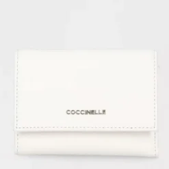 Portafoglio Donna Piccolo COCCINELLE in Pelle Colore Blanco Linea Metallic Soft