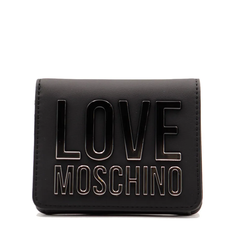 Portafoglio Donna Piccolo LOVE MOSCHINO Nero con Logo Lettering Sfumato