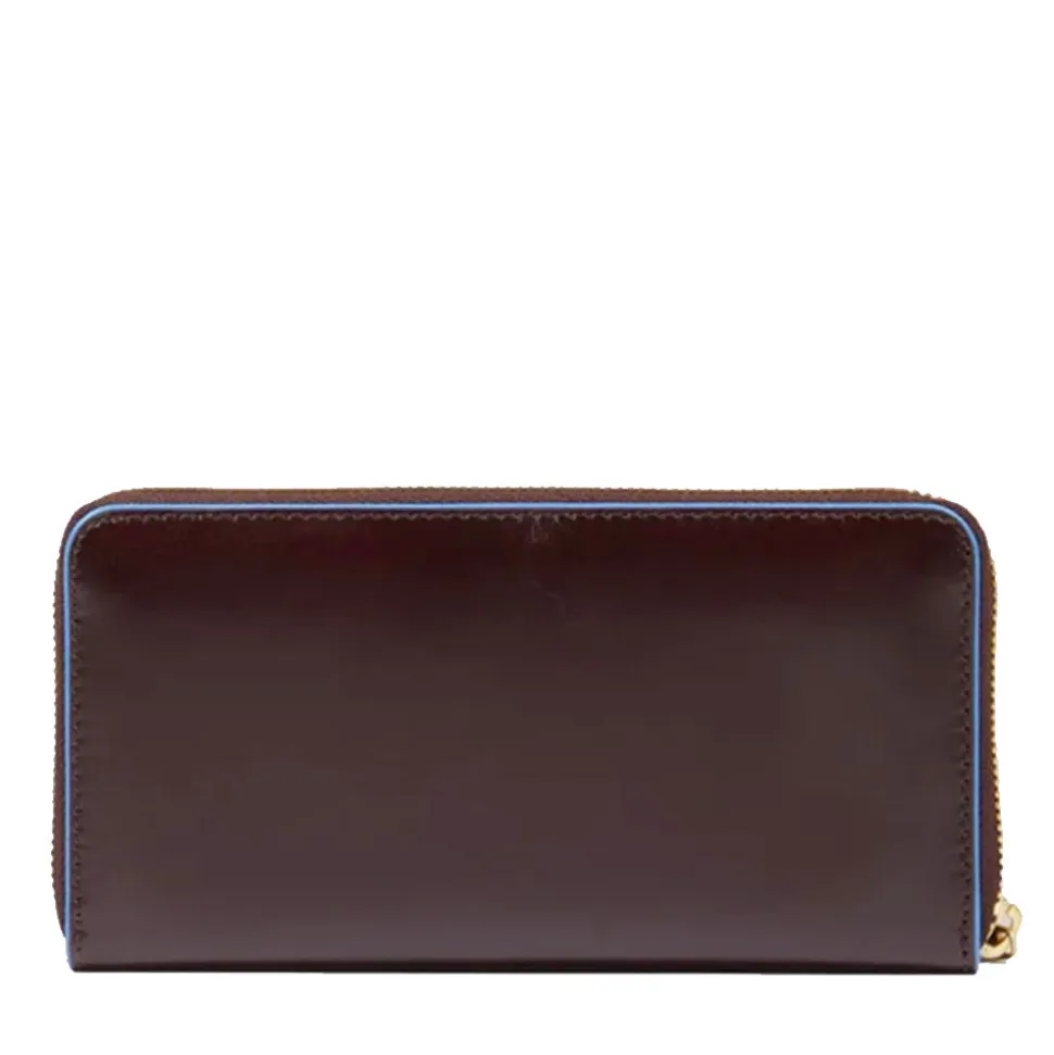 Portafoglio Donna Zip Around PIQUADRO In Pelle Mogano Linea Blue Square - PD3229B2R