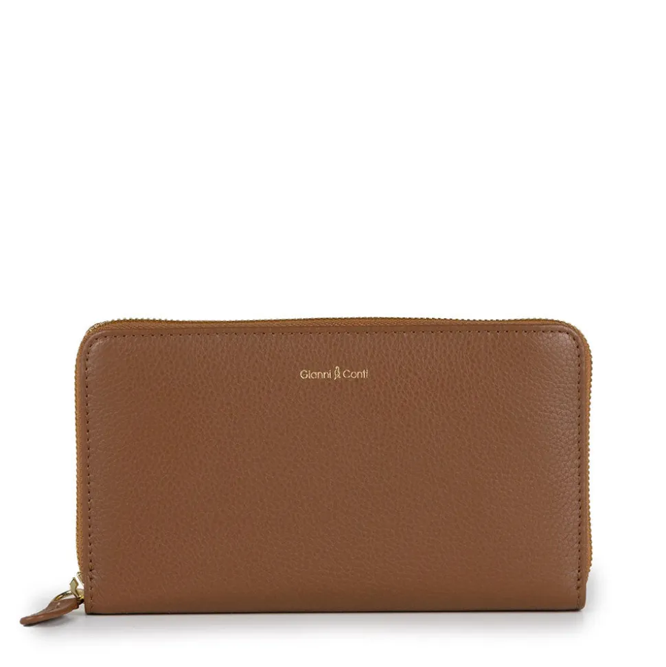 Portafoglio Donna Zip Around GIANNI CONTI linea Oliver in Pelle color Cuoio