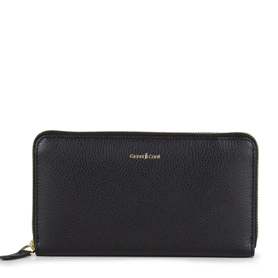 Portafoglio Donna Zip Around GIANNI CONTI linea Oliver in Pelle Nera