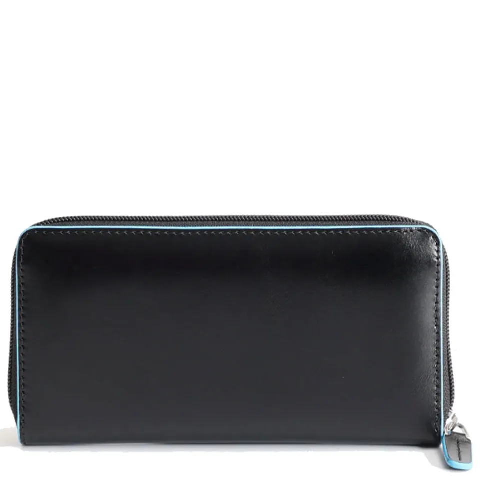 Portafoglio Donna Zip Around PIQUADRO In Pelle Nera Linea Blue Square - PD3229B2R