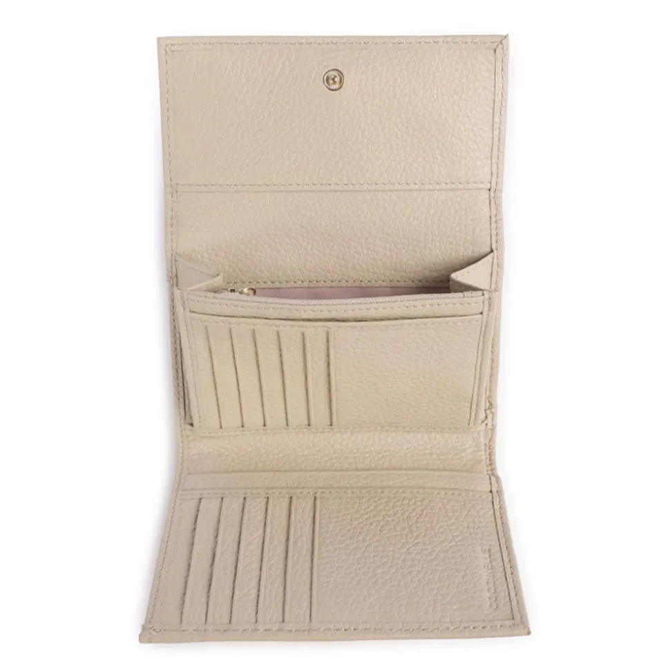 Portafoglio Piccolo COCCINELLE in Pelle Martellata Linea Metallic Soft colore Sandshell
