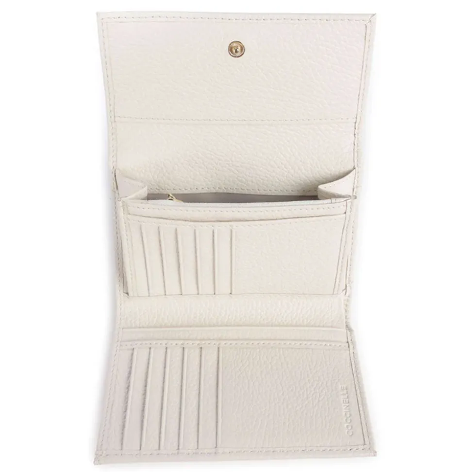 Portafoglio Piccolo COCCINELLE in Pelle Martellata Linea Metallic Soft colore Pearl