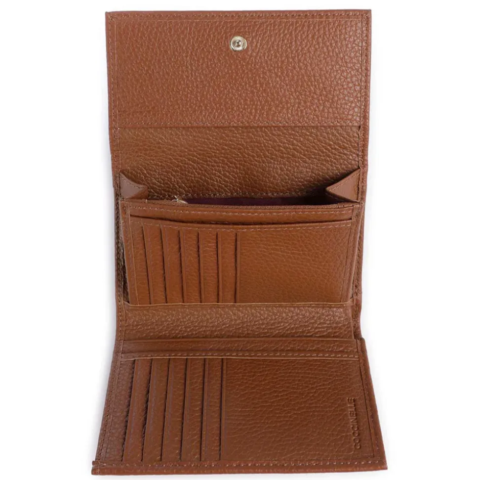 Portafoglio Piccolo COCCINELLE in Pelle Martellata Linea Metallic Soft colore Cognac