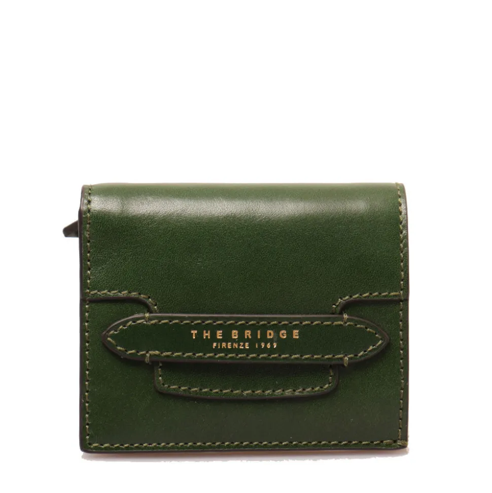Portafoglio Piccolo con Bottone THE BRIDGE linea Lucrezia in Pelle Verde Inglese