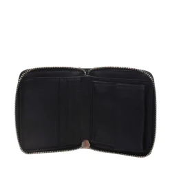 Portafoglio Piccolo GUESS Chiuso con Zip Linea Laurel Colore Nero Stampa Saffiano