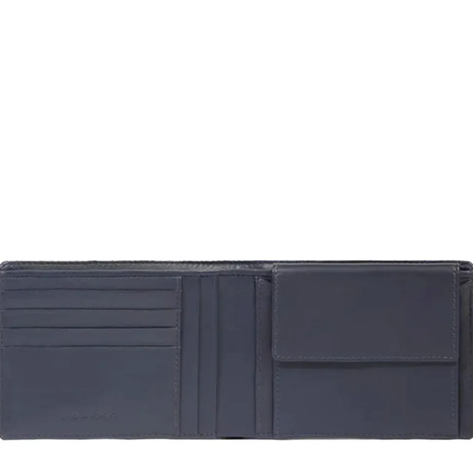 Portafoglio PIQUADRO Uomo con Portamonete In Tessuto e Pelle Blu Linea Orion - PU257S136R