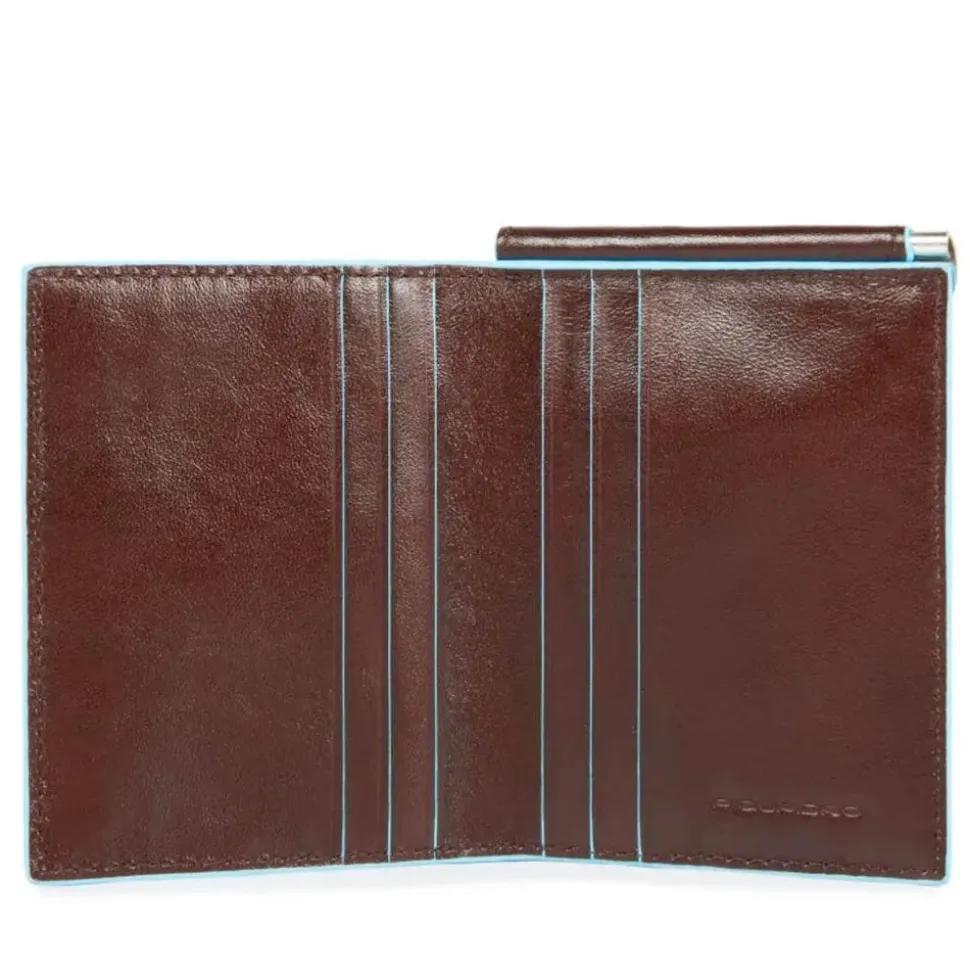 Portafoglio Uomo con Ferma Banconote PIQUADRO In Pelle Mogano Linea Blue Square - PU3890B2R