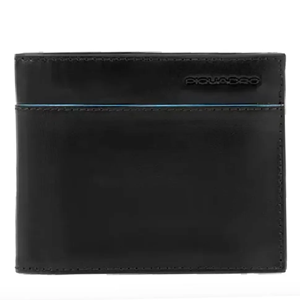 Portafoglio Uomo con Portacarte PIQUADRO In Pelle Nera Linea Revamp - PU3891B2VR