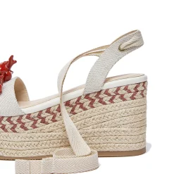 Sandali Donna con Zeppa LIU JO Bali 02 in Cavas Beige e Rosso Corallo