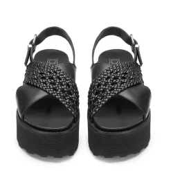 Sandali Donna CULT Nancy 3891 in Pelle Intrecciata Nera