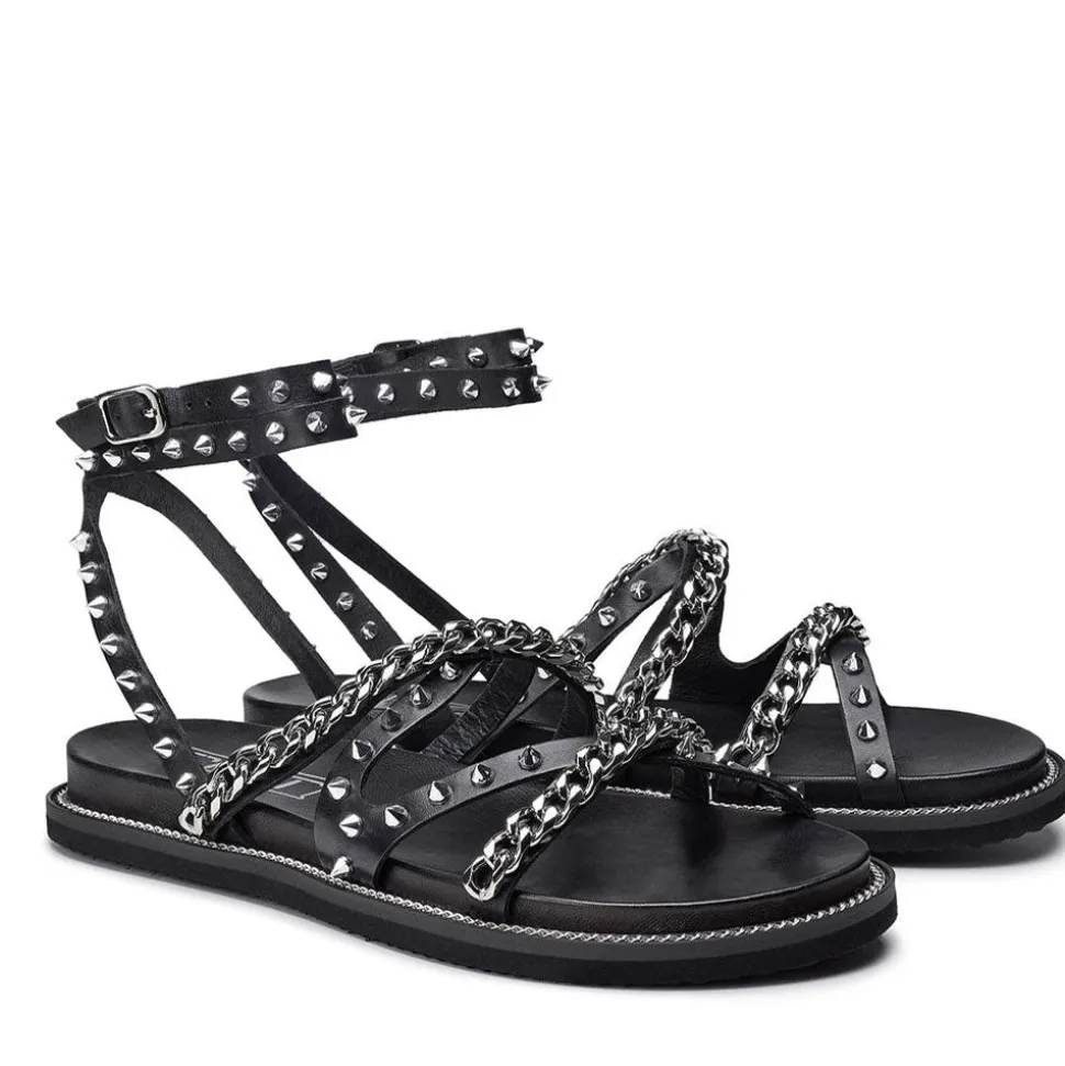 Sandali Donna CULT Roshelle 3886 in Pelle Colore Black con Borchie e Catene