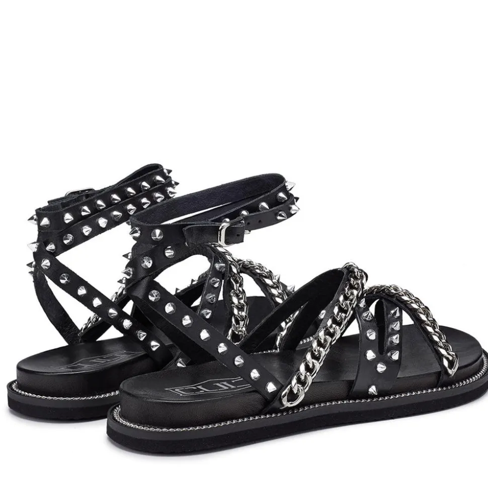 Sandali Donna CULT Roshelle 3886 in Pelle Colore Black con Borchie e Catene