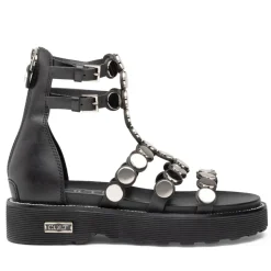 Sandali Donna CULT Ziggy 4771 in Pelle Nera con Borchie Piatte Applicate